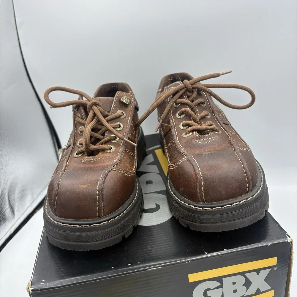 GBX Dress Shoes Mens Size 8 Crowe Oxford Brown Leather Chunky Vintage 90s Y2K